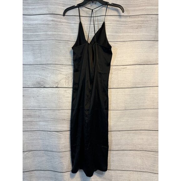 Express Black Satin Slip Dress Spaghetti Straps Size L - Picture 4 of 4
